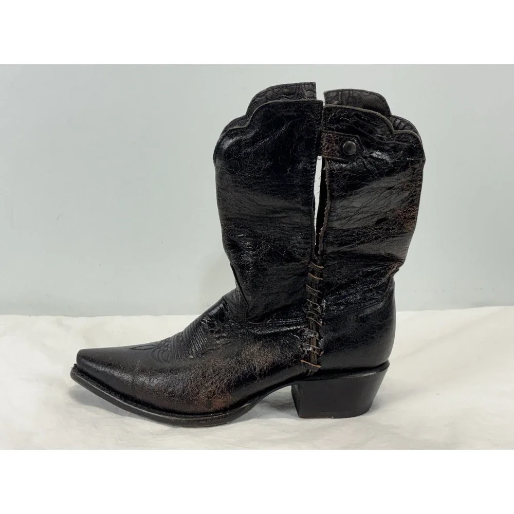 Sonora Cassidy Fold over Boots Sz 6.5 B Western Distressed Dark Brown Point Toe